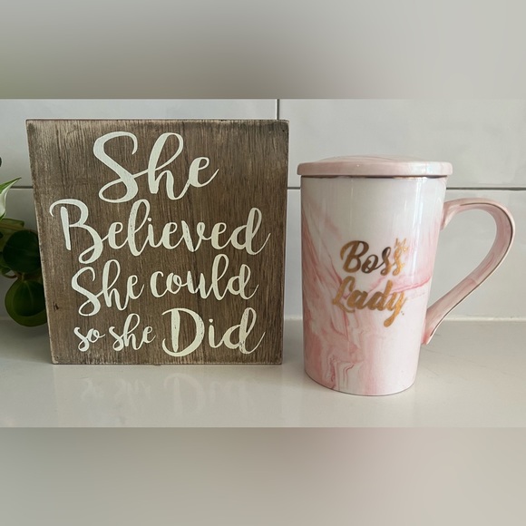 Other - Boss Lady Mug & “She Believed She Could So She Did” Sign Set 🩷
